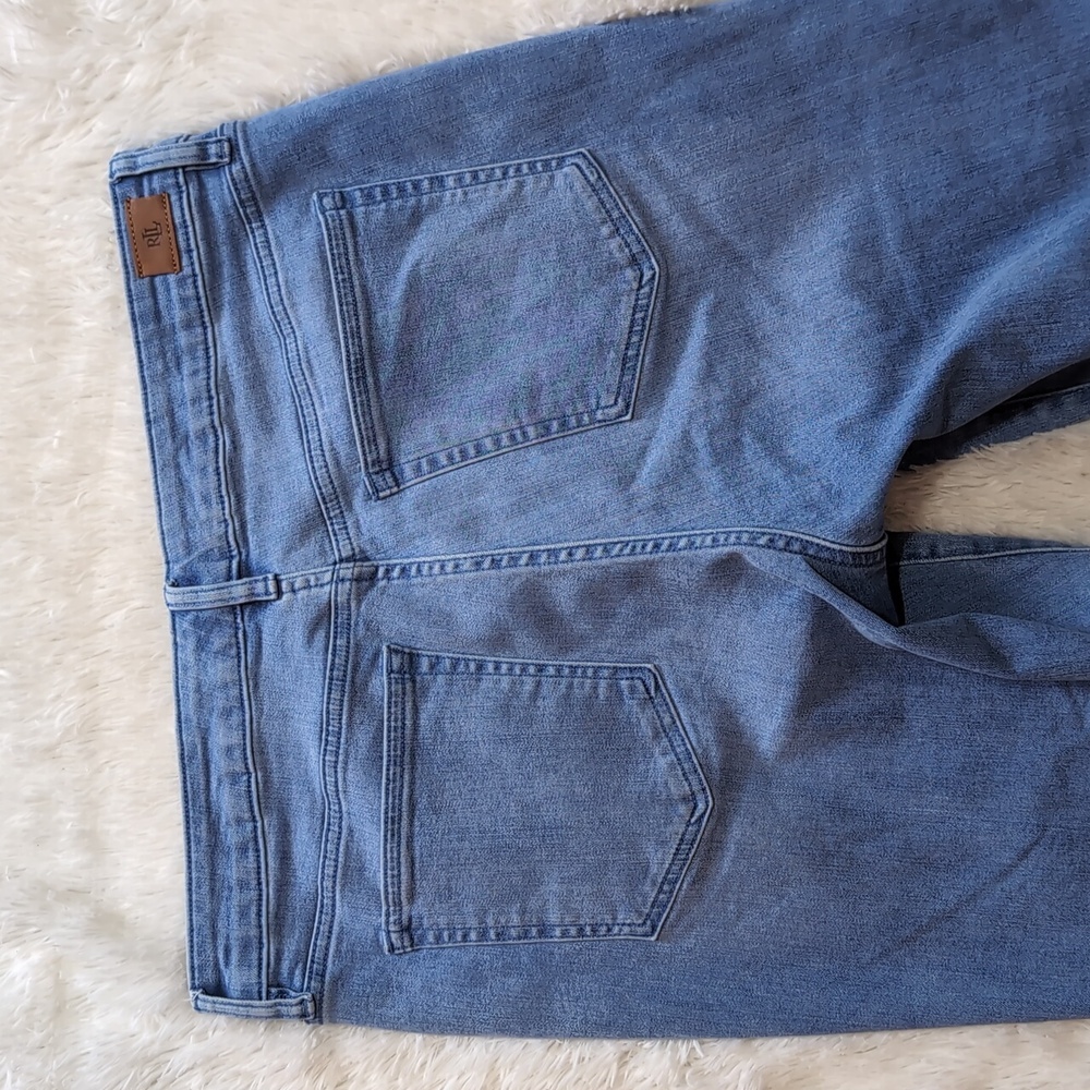 Lauren Ralph Lauren Blue Embroidered Straight Crop Jeans Size 12 - Picture 7 of 13